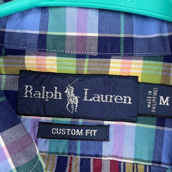 Ralph Lauren Custom Fit Button Down Shirt Men's Medium Plaid Preppy Causal - Picture 4 of 9